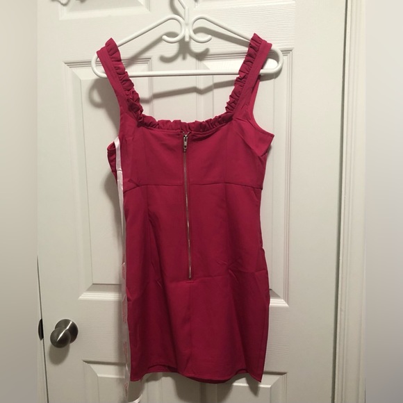 Missguided NWT Corset Detail Frill Edge Mini Dress hot pink - Picture 5 of 10